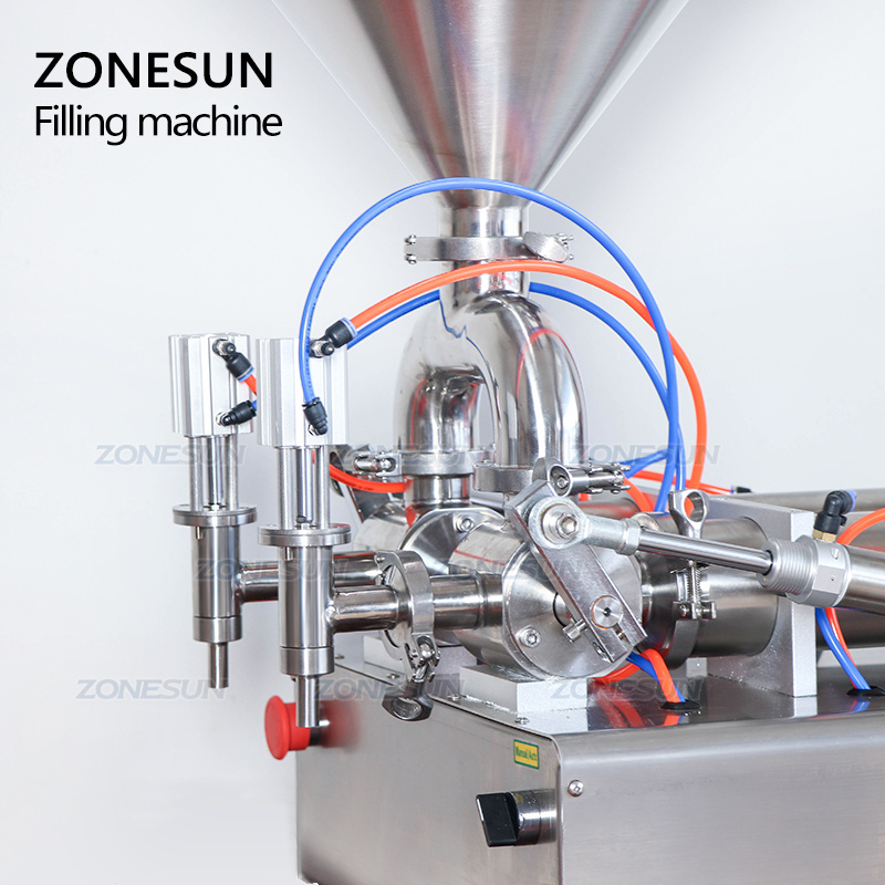 ZONESUN 10-100ML Double Heads Water Cream Shampoo Moisturizer Lotion Cosmetic Oil Honey Stick Food Paste Filling Machine