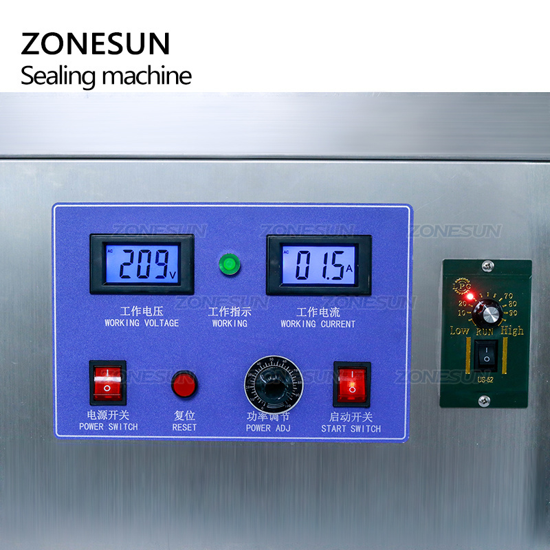 ZONESUN ZS-FK1800 Automatic Snacks Plastic Bottle Cap Aluminium Foil Electromagnetic Heat Continuous Induction Sealing Machine