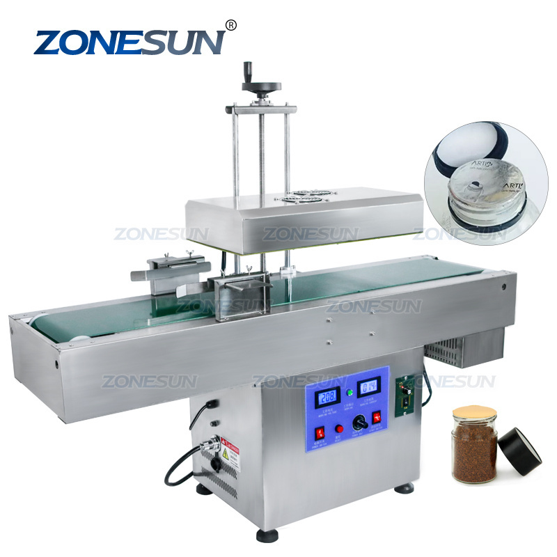 ZONESUN ZS-FK1800 Automatic Snacks Plastic Bottle Cap Aluminium Foil Electromagnetic Heat Continuous Induction Sealing Machine