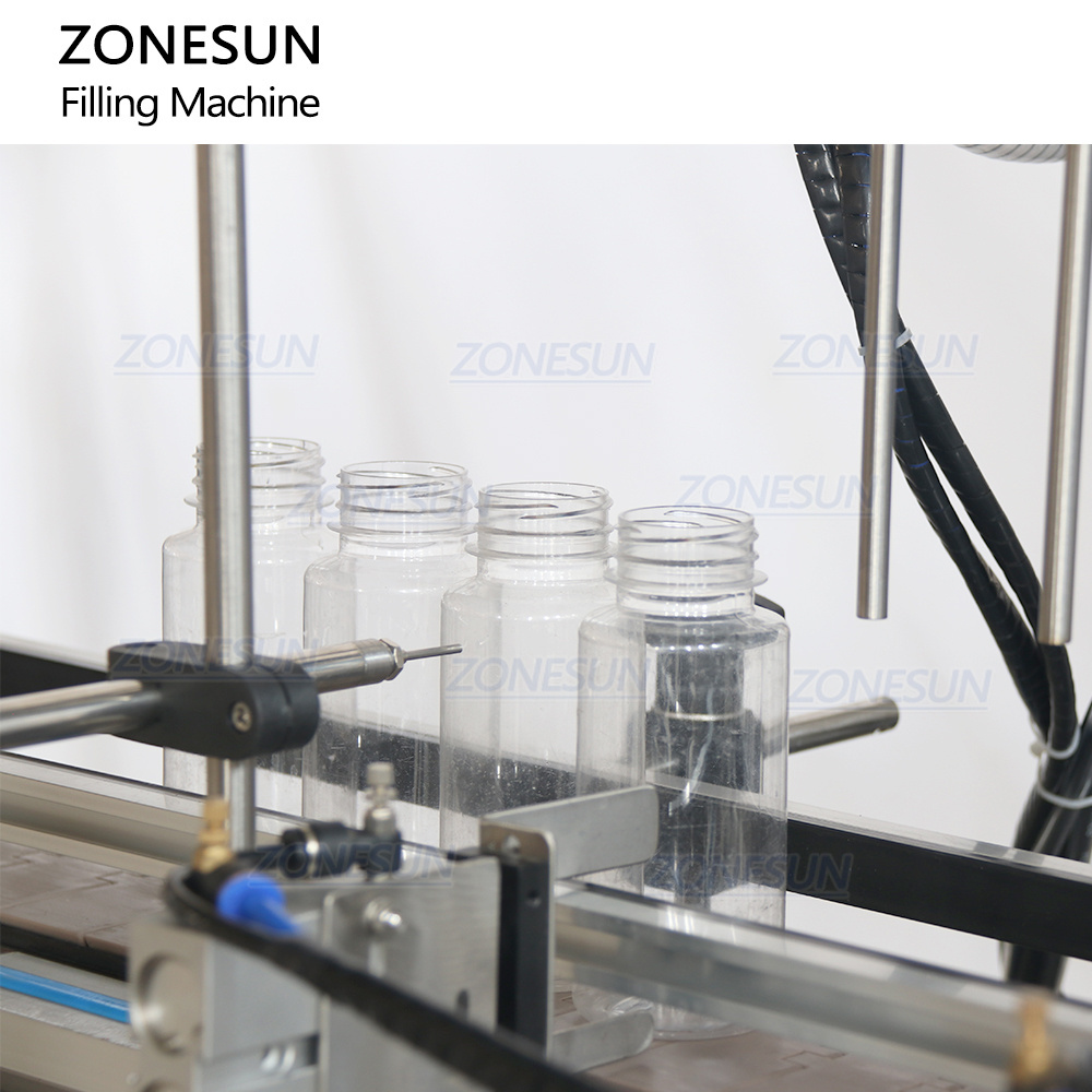 ZONESUN ZS-SV4HS Automatic 4 Heads Servo Piston Pump Juice Beverage Quantitative Cosmetic Bottle Liquid Filling Machine