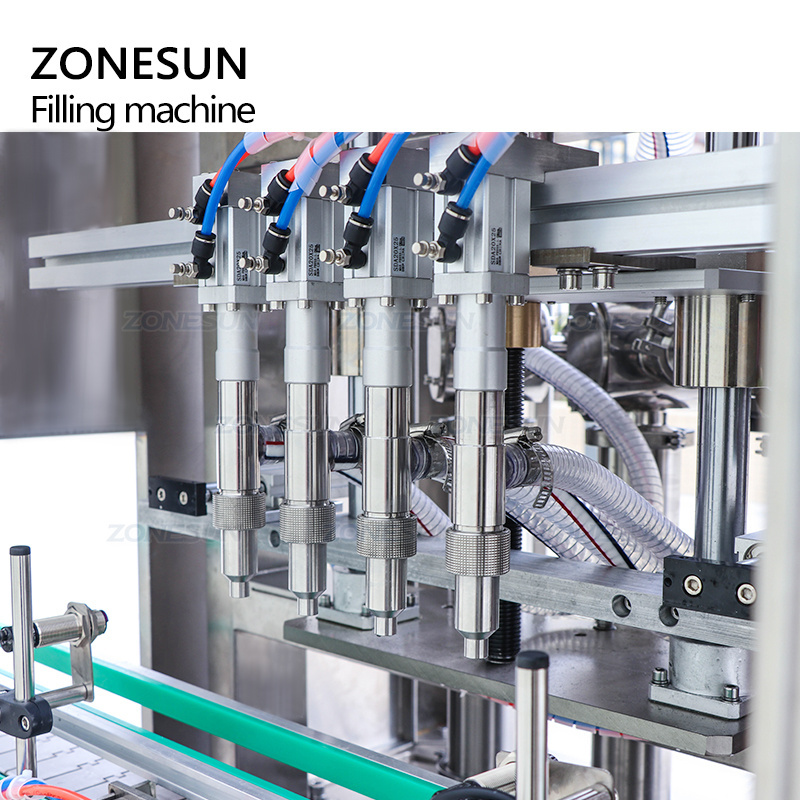 ZONESUN ZS-SV4P Automatic 4 Heads Servo Piston Pump Cosmetic Peanut Butter Bottle Vertical Thick Paste Sauce Filling Machine