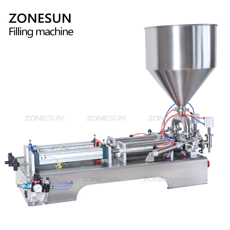 ZONESUN 10-100ML Double Heads Water Cream Shampoo Moisturizer Lotion Cosmetic Oil Honey Stick Food Paste Filling Machine