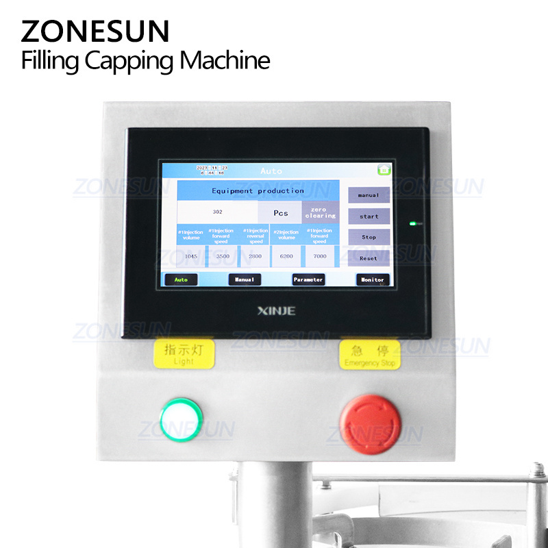 ZONESUN ZS-AFC30 Double Head Servo Motor Automatic Small Volume Cosmetic Nail Polish Monoblock Rotary Filling Capping Machine