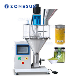 ZONESUN ZS-FM100B Desktop Semi Automatic Cans Screw Hopper Bottle Auger Coffee Food Spices Powder Filling Machine