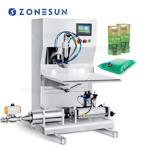 ZONESUN ZS-BIB01 Semi-automatic Milk Fertilizer Juice Plastic Bags-in-Box Water Wine Syrup Liquid Box Filling Capping Machine