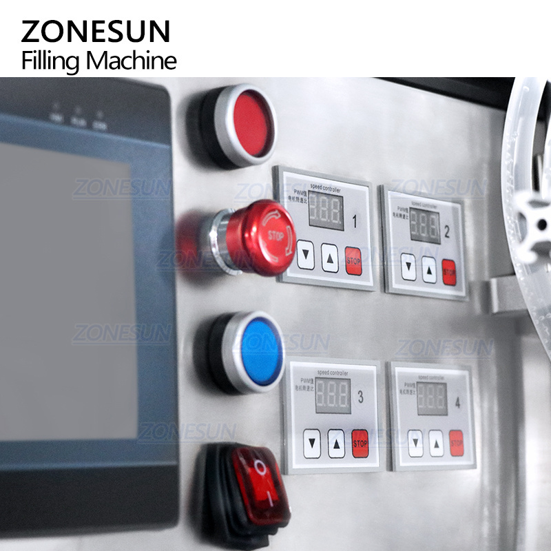 ZONESUN Magnetic Pump Glass Bottle Water Automatic Fluid Perfume Essential Oil Liquid Soap Filling Machines With Conveyor