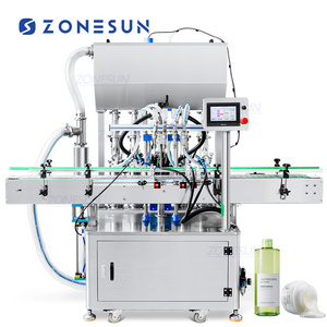 ZONESUN 4 Heads Automatic Face Cream Lotion Body Gel Hair Spray Cosmetics Cream Bottle Paste Filling Machine