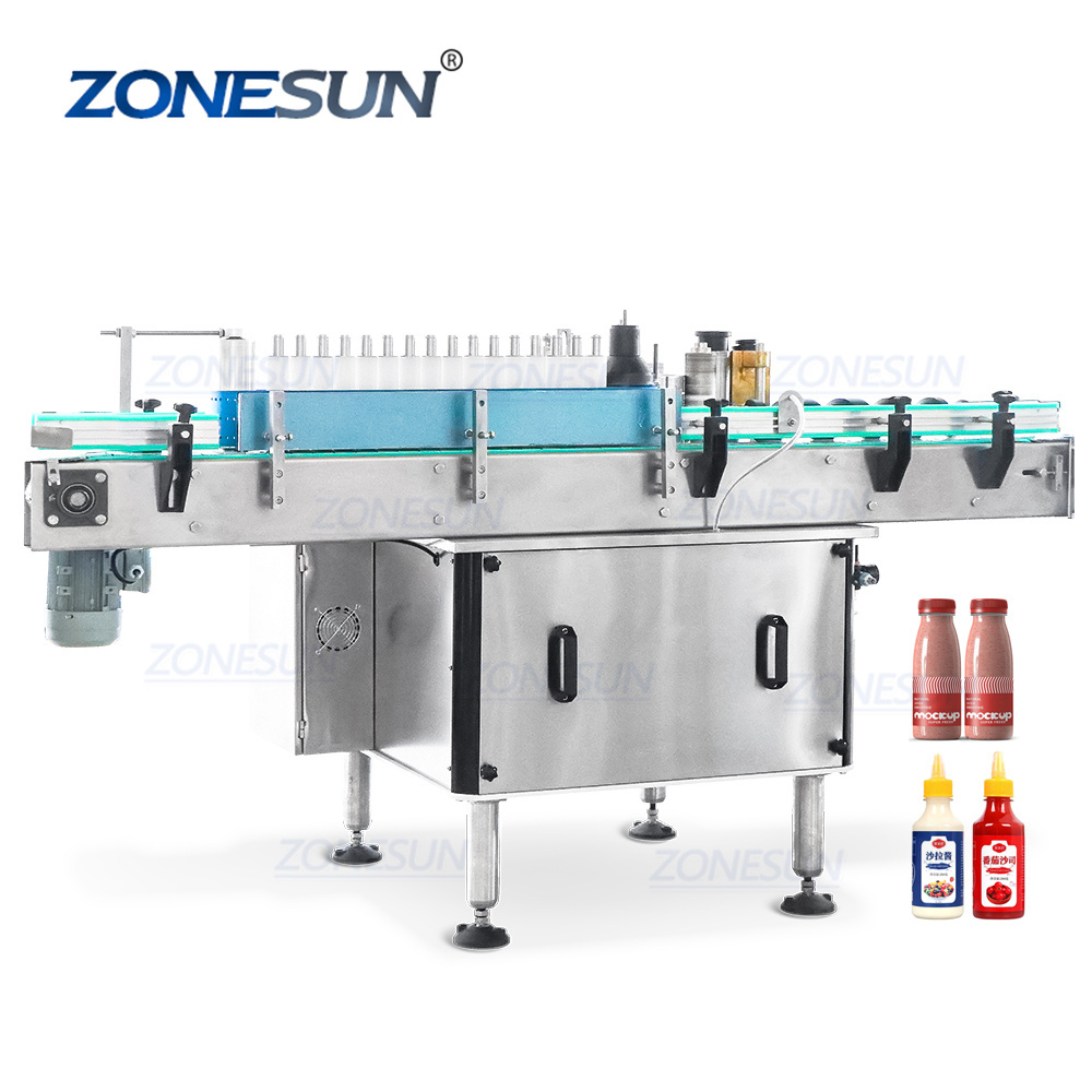 ZONESUN ZS-WGTB01 Automatic Tomato Sauce Glass Bottle Cans Wet Glue Paper Labeling Machine Linear Cold Paste Label Applicator