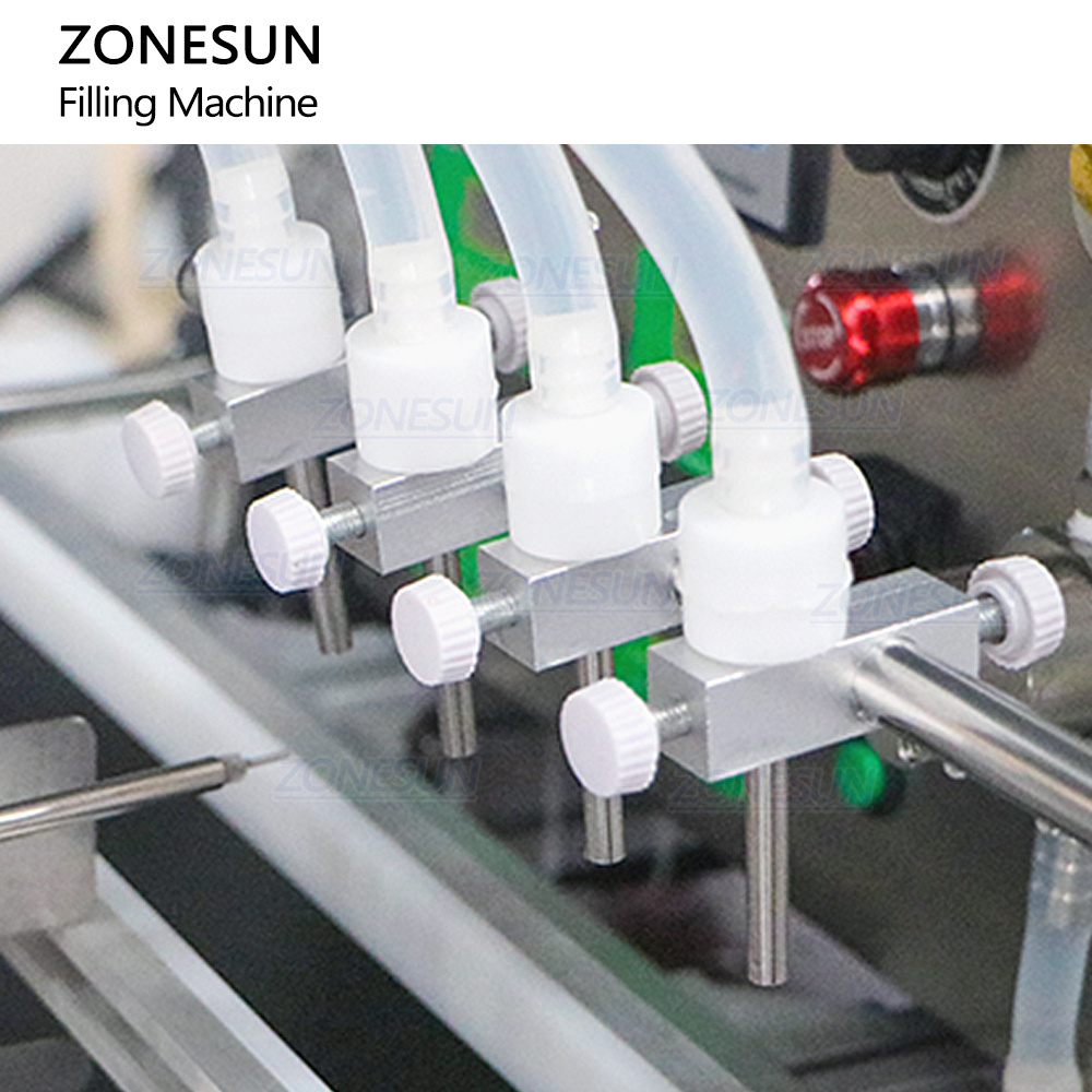 ZONESUN 4 Heads 0-1000ML Automatic Magnetic Pump Liquid Bottles Water Filler Essential Oil Perfume Filling machine