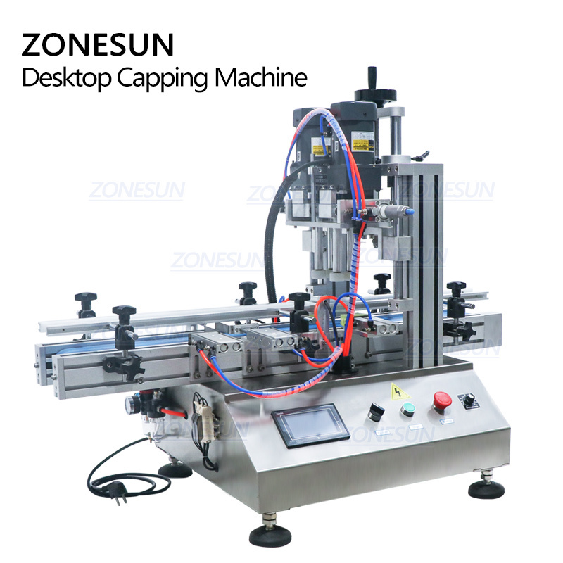 ZONESUN ZS-XG1860 Desktop Automatic Plastic Round Spray Bottle Screw Capper Lid Capping Machines For Glass Beverage Water Bottle