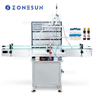 ZONESUN Magnetic Pump Glass Bottle Water Automatic Fluid Perfume Essential Oil Liquid Soap Filling Machines With Conveyor