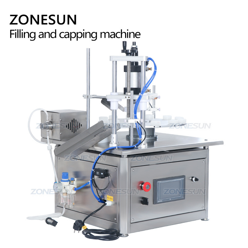 ZONESUN ZS-AFC1C Rotary Automatic Perfume Mini Tester Liquid Glass Small Bottle Vial Monoblock Filling Pressing Capping Machine