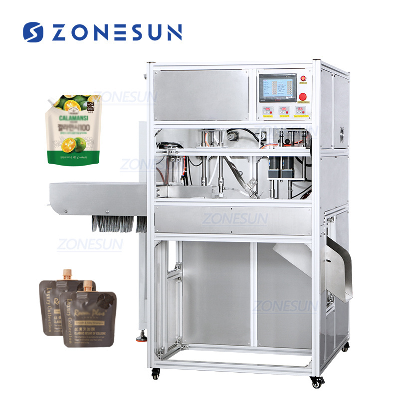 ZONESUN ZS-ASP2 Automatic Spout Pouch Yogurt Piston Pump Beverage Liquid Liquid Filling Capping Machine For Juice