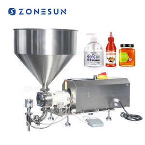 ZONESUN 50-5000ml Semi-automatic Rotor Lobe Pump Ketchup Filler Jam Jar Lotion Cream Chili Sauce Tomato Paste Filling Machine