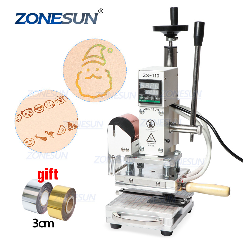 ZONESUN ZS110 Manual Workbench Digital Hot Foil Stamping Machine Leather Embossing Bronzing Tool Wood PVC Paper DIY Press