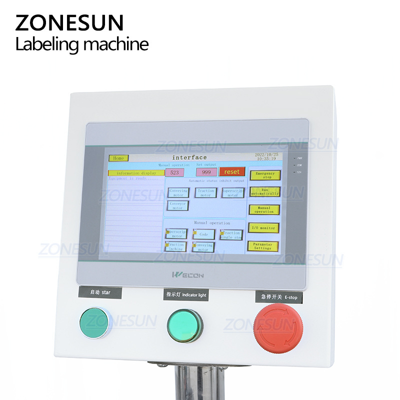 ZONESUN ZS-TB823  Horizontal Automatic Sticker Crayon Reagent Small Round Cryo Vials Bottle Labeling Machine For Plastic Bottle