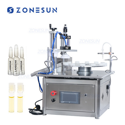 ZONESUN ZS-AFC1C Rotary Automatic Perfume Mini Tester Liquid Glass Small Bottle Vial Monoblock Filling Pressing Capping Machine