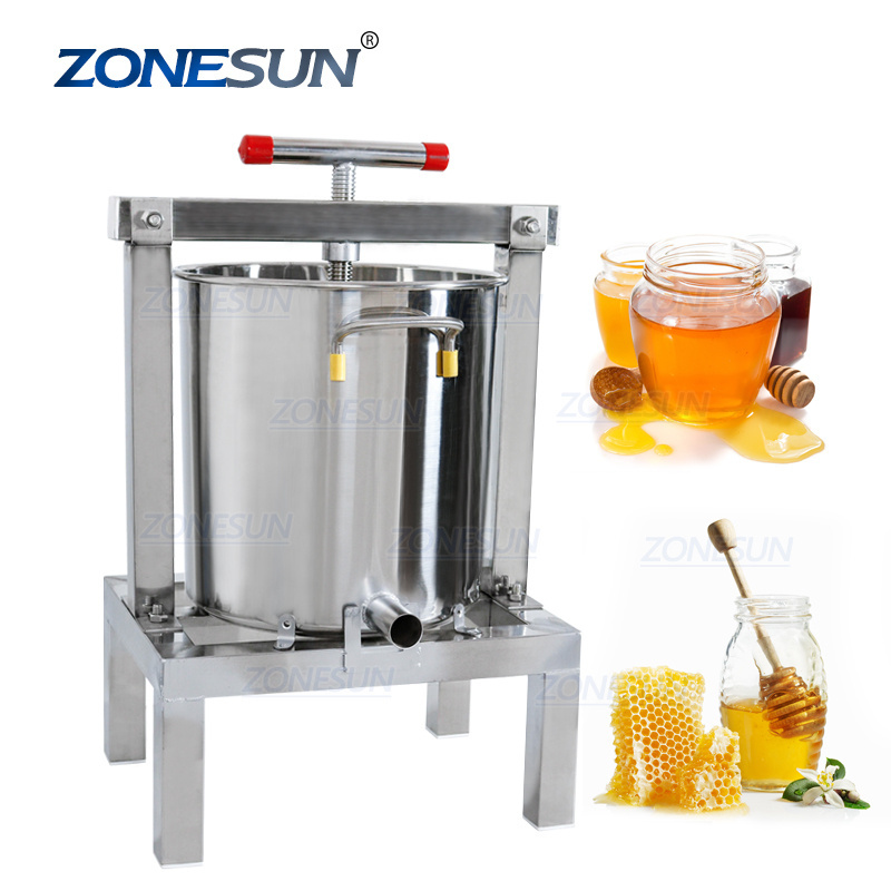 ZONESUN Stainless Steel Honey Pressing Household Solid Honey Presser Bee Wax Beekeeping Equipment Honey Press Machine