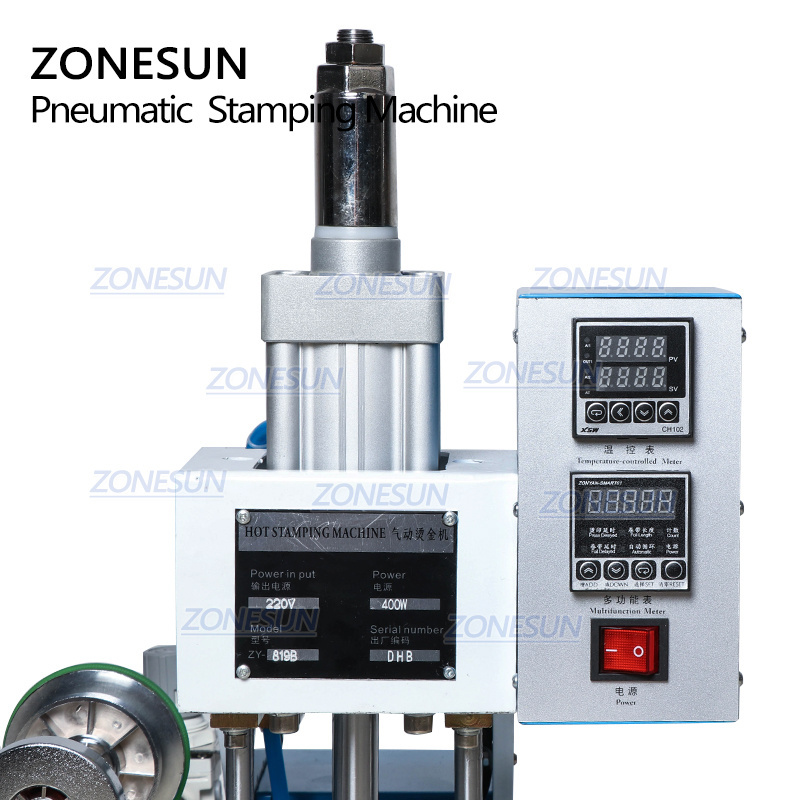 ZONESUN ZY-819B Pneumatic Stamping Machine Leather LOGO Printer Pressure Words Machine Name Card Stamping Machine(220V/50Hz)