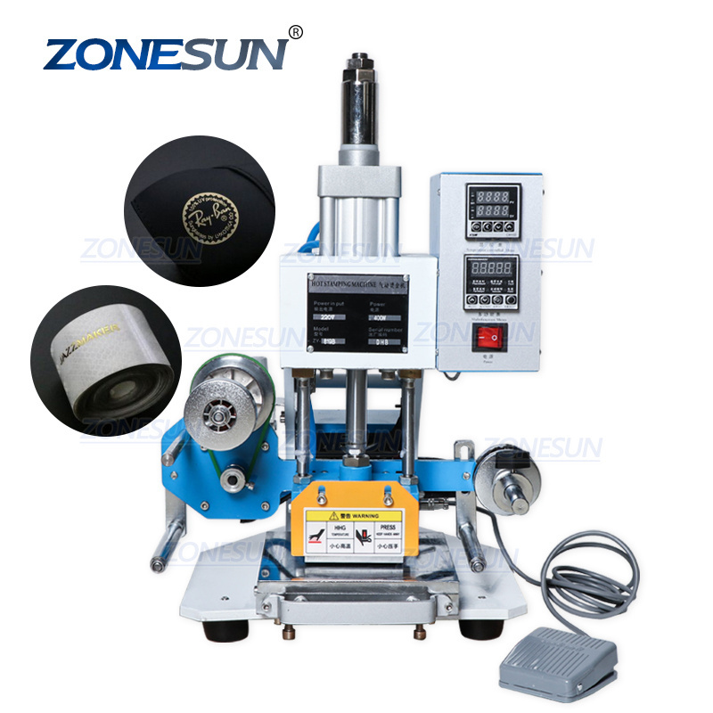 ZONESUN ZY-819B Pneumatic Stamping Machine Leather LOGO Printer Pressure Words Machine Name Card Stamping Machine(220V/50Hz)