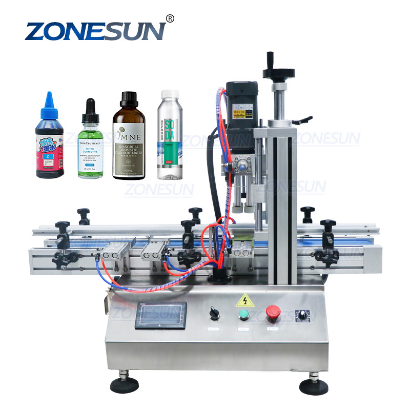 ZONESUN ZS-XG1860 Desktop Automatic Plastic Round Spray Bottle Screw Capper Lid Capping Machines For Glass Beverage Water Bottle