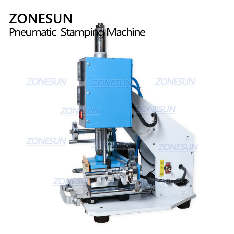 ZONESUN ZY-819B Pneumatic Stamping Machine Leather LOGO Printer Pressure Words Machine Name Card Stamping Machine(220V/50Hz)