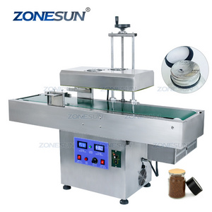 ZONESUN Automatic Heat Continous Electromangetic Induction Sealer Plastic PET Bottle Cap Aluminium Foil Sealing Machine