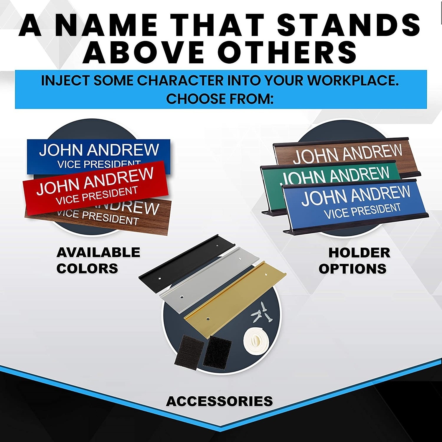 CUSTOMIZE Personalized Office Name Plate With Wall or Desk Holder