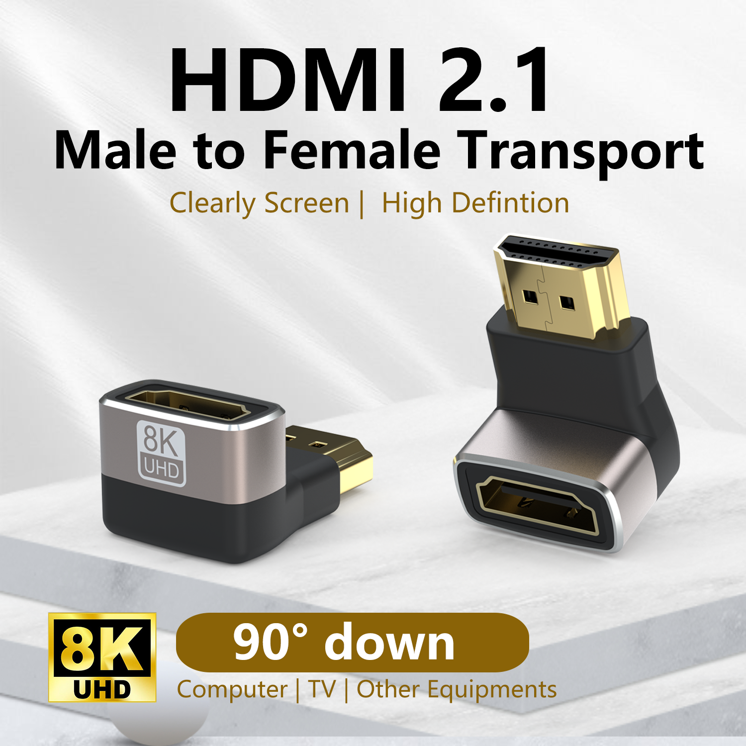 HDMI 90 Degree Adapter Right Angle Up Male to Female Adapter 8K HDR HD Compatible with Laptop UHD TV Monitor PS5 PS4