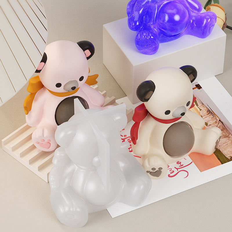 Crystal Glue 3D Mirror Bow Bear DIY Aromatherapy Plaster Doll Silicone Mold