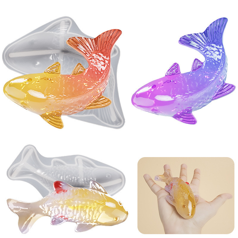 DIY Decoration Crystal Drop Glue 3D Stereoscopic Resin Carp Goldfish Candle Aroma Plaster Silicone Mold