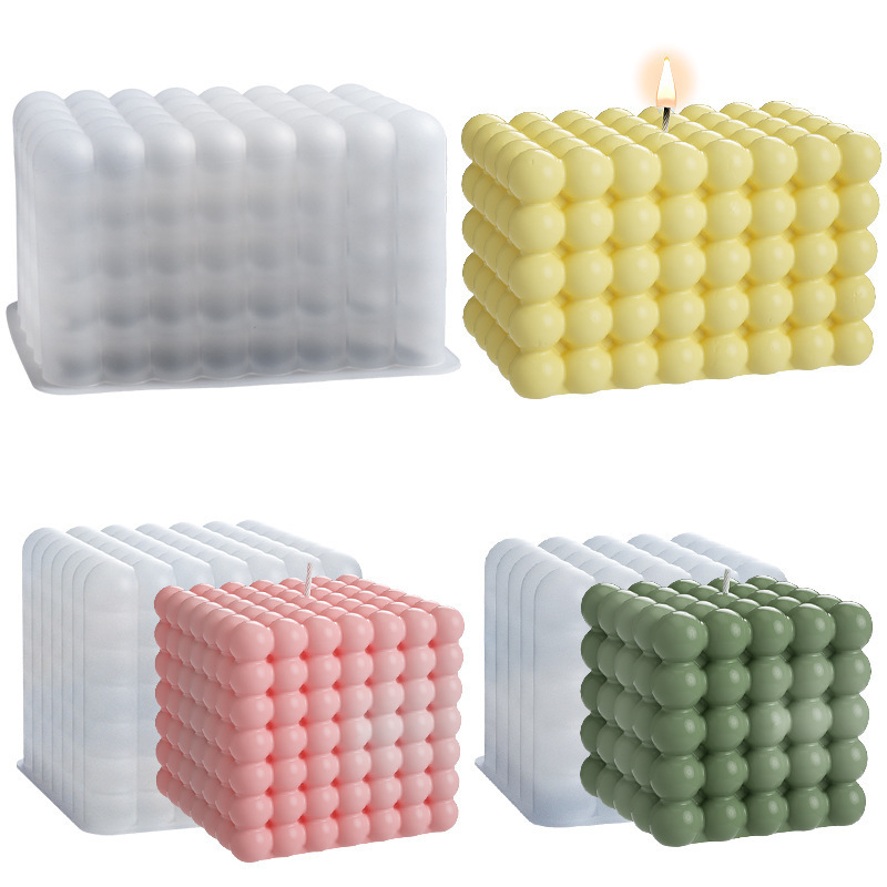 Cube Bubble Ball Candle Mold Geometric Wax DIY Epoxy Resin Soap Gypsum Chocolate Mould Soy Candle Making Fondant Molds