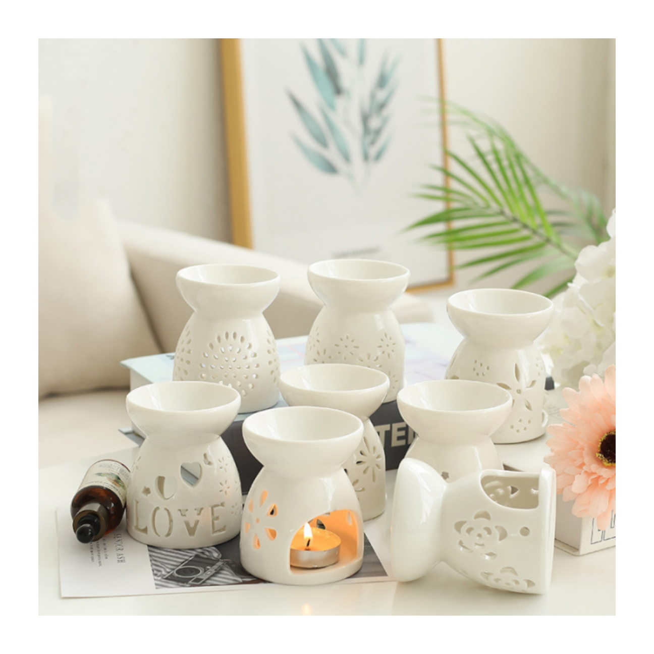 Small Unique Ceramic Candlestick Holders Scented Diffuser Candle Holder Wax Melts Burner For Home decor