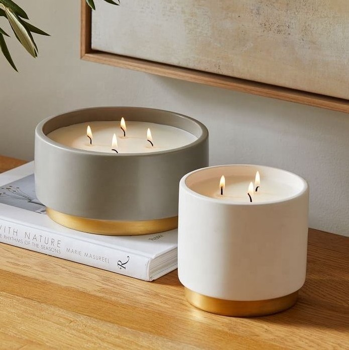 Unique Minimalism Style Luxury Candle cup, modern white luxury ceramic candle jar,Wholesale Large Ceramic Candle Jars