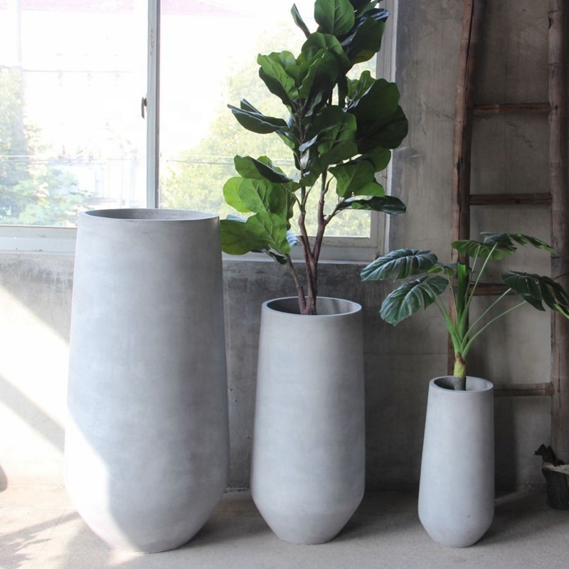 Home & Garden Light Concrete Fiberglass Flower Pots Cement Planter Pot