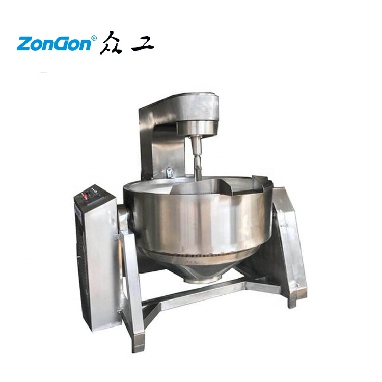 stainless steam tilting boiling pan porridge cooking sugar mixer jacketed kettle