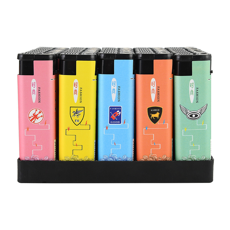 Modern Windproof lighter with Beautiful Sticker Gas lighter AS Plastic lighter Red Flame lighter for Smoking Gifts