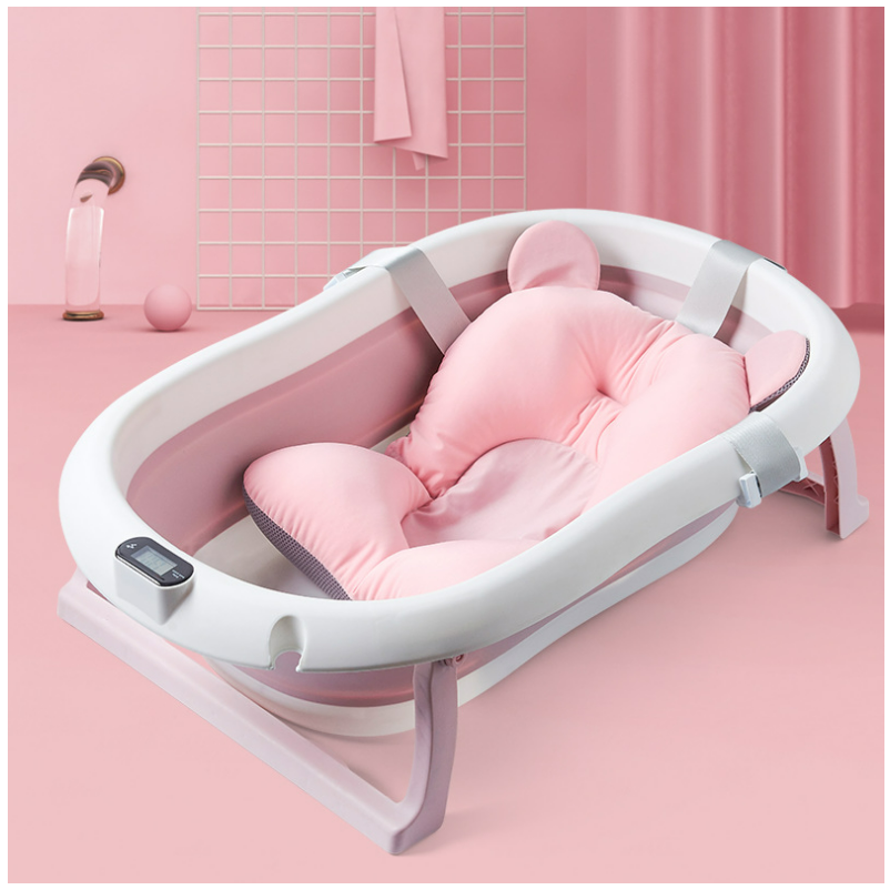 Folding bathtub for babies with thermometer training to use the bathroom babi fold tub set bath baby spa silicone bathtub