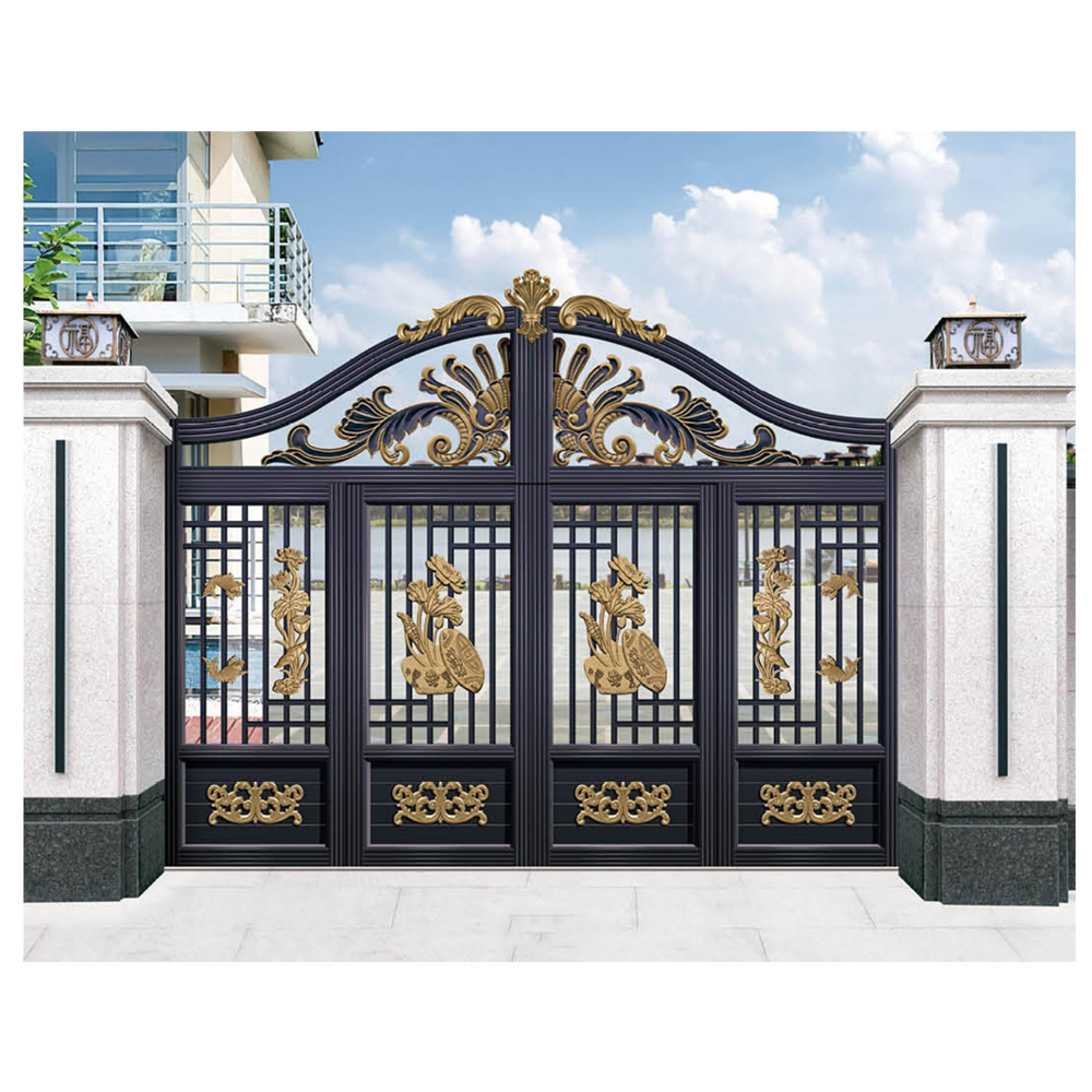 Hot selling American house main automatic fencing trellis aluminum wrought iron gate designs for Villa