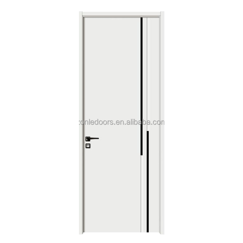 Luxury Swing Door Mdf Solid Wood Core Modern White Interior Doors Smart Lock