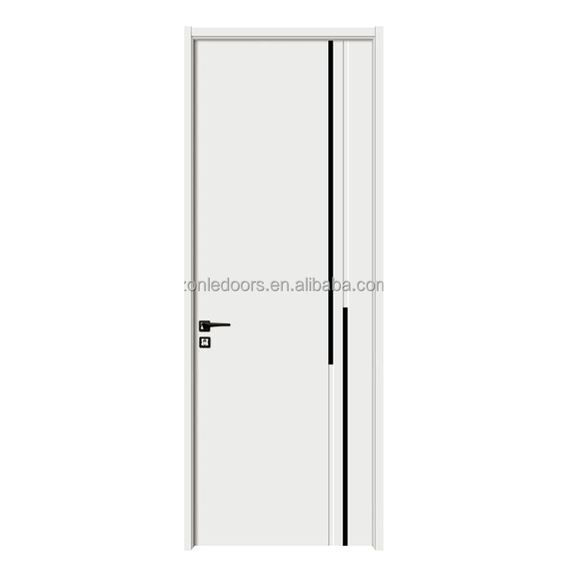 Luxury Swing Door Mdf Solid Wood Core Modern White Interior Doors Smart Lock