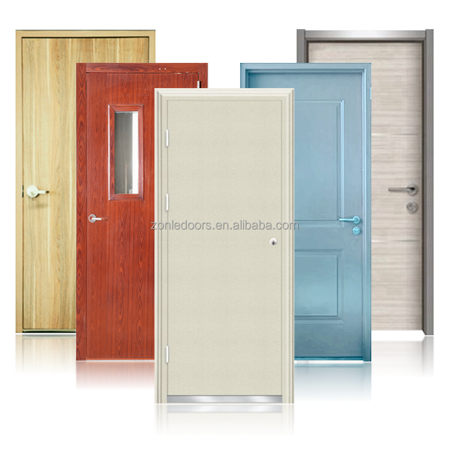 Surprise Price Simple Design white Bedroom Metal Doors Steel Fire Door with stainless steel door stopper