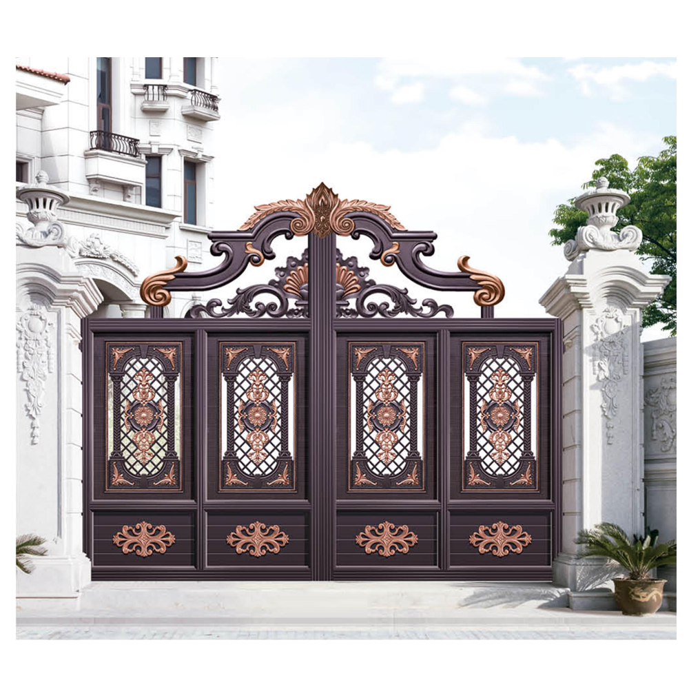 Hot selling American house main automatic fencing trellis aluminum wrought iron gate designs for Villa