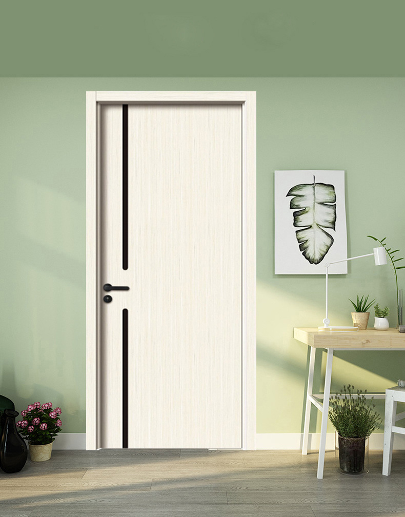 China China factory High Quality Luxury Interior Wooden Teak Wood Door Designs Plywood  Wooden Door PVC Plastic Interior Doors for House Room With smart lock with smart Lock