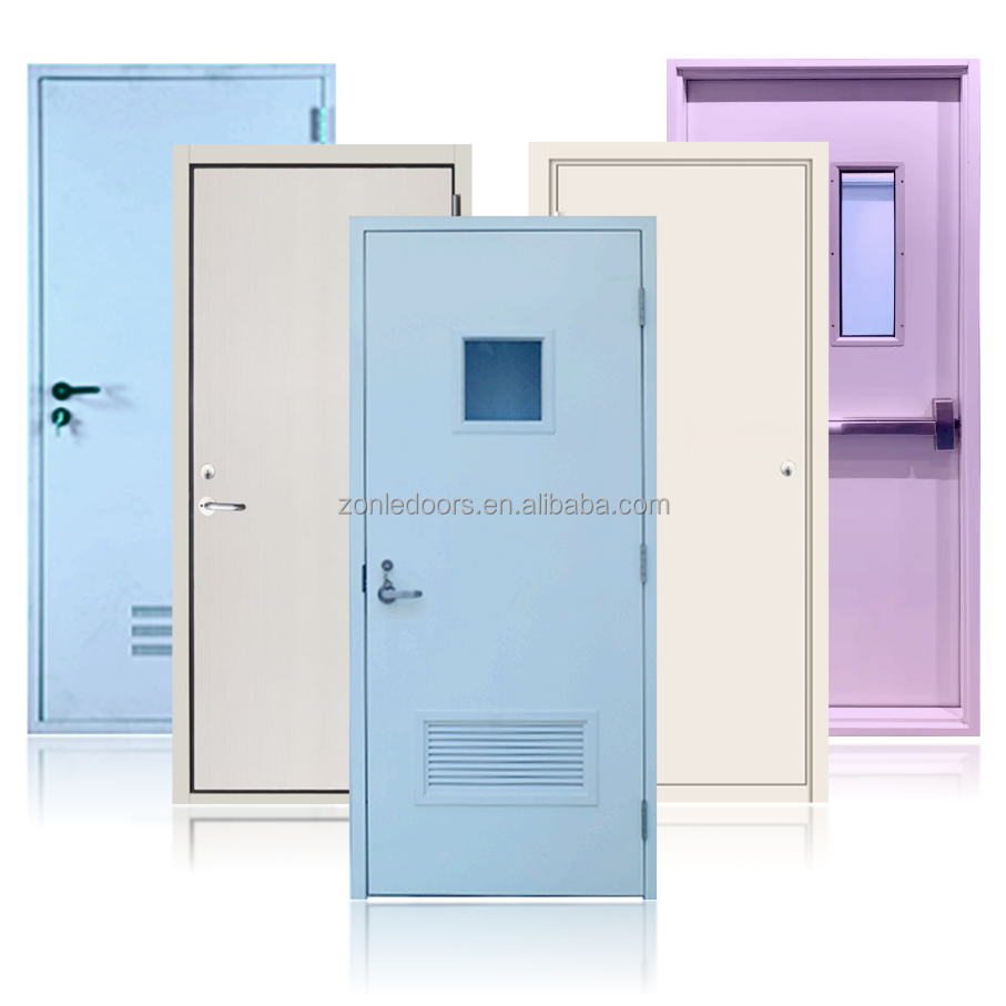 Surprise Price Simple Design white Bedroom Metal Doors Steel Fire Door with stainless steel door stopper