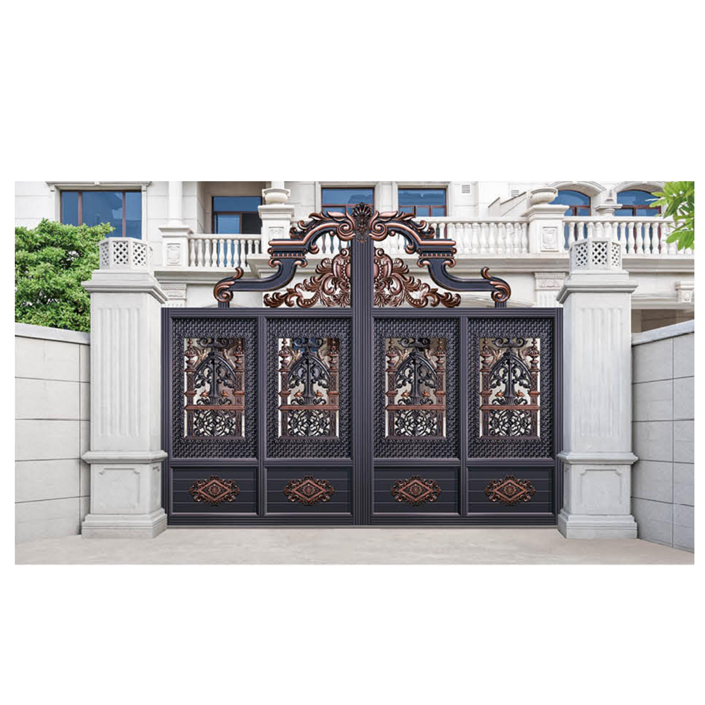 Hot selling American house main automatic fencing trellis aluminum wrought iron gate designs for Villa