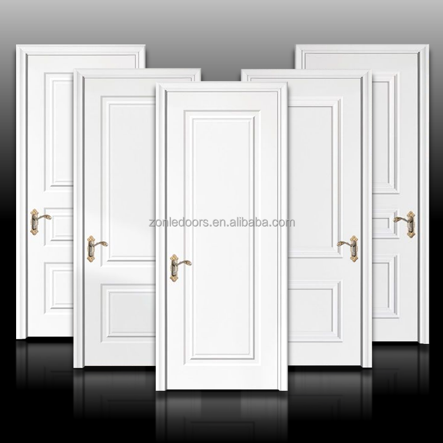 6 Panel Right-Handed Solid Core Textured Primed Composite Single Prehung exterior Door with smart lock