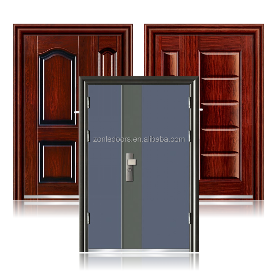 Metal Security Arch Doors Exterior French Commercial Steel Entry Door Double For Home