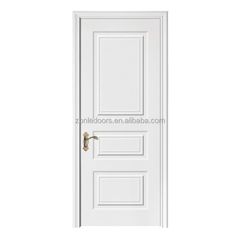 6 Panel Right-Handed Solid Core Textured Primed Composite Single Prehung exterior Door with smart lock