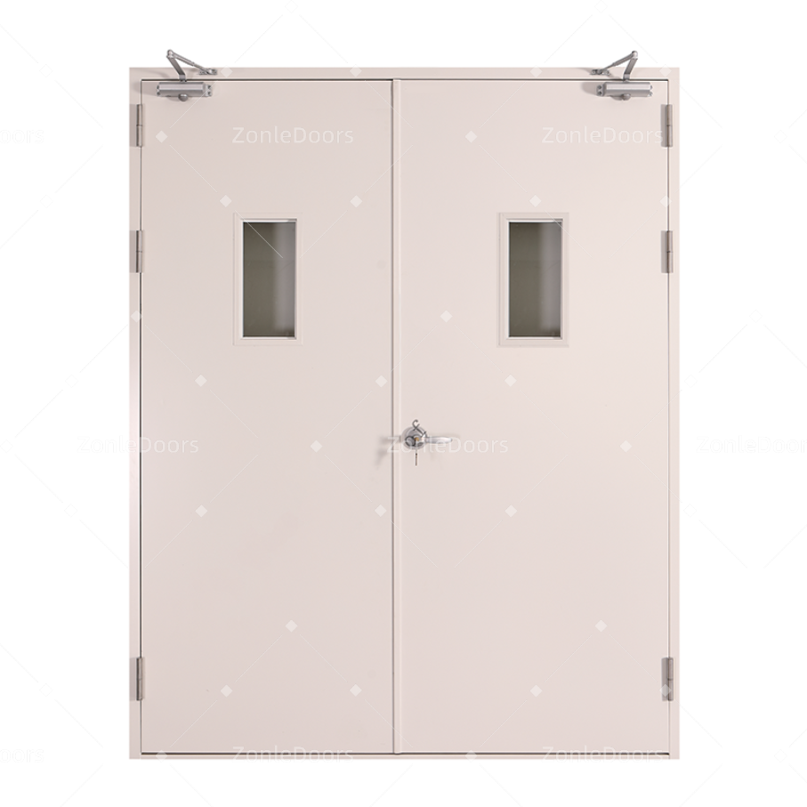 China Self Closed 90 Minute Fire Rated Steel Doors With smart lock